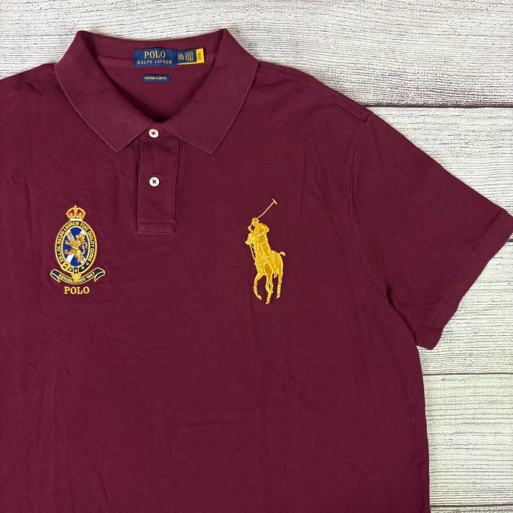 Polo Ralph Lauren Big Pony Crest Burgundy Short Sleeve Polo Shirt